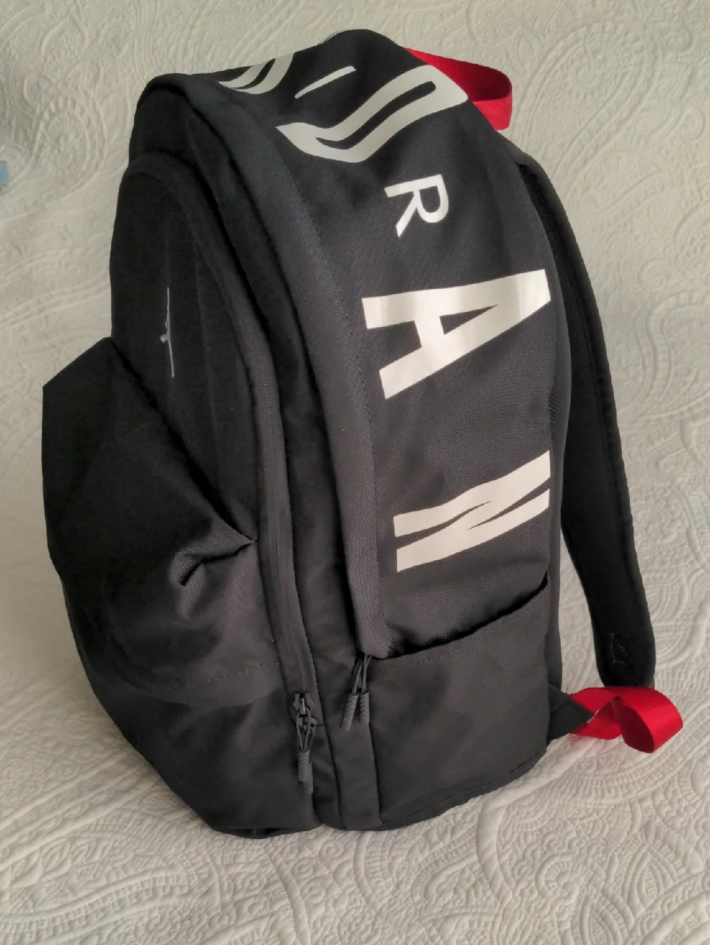 Jordan Patrol Black Backpack with White and Red Accents